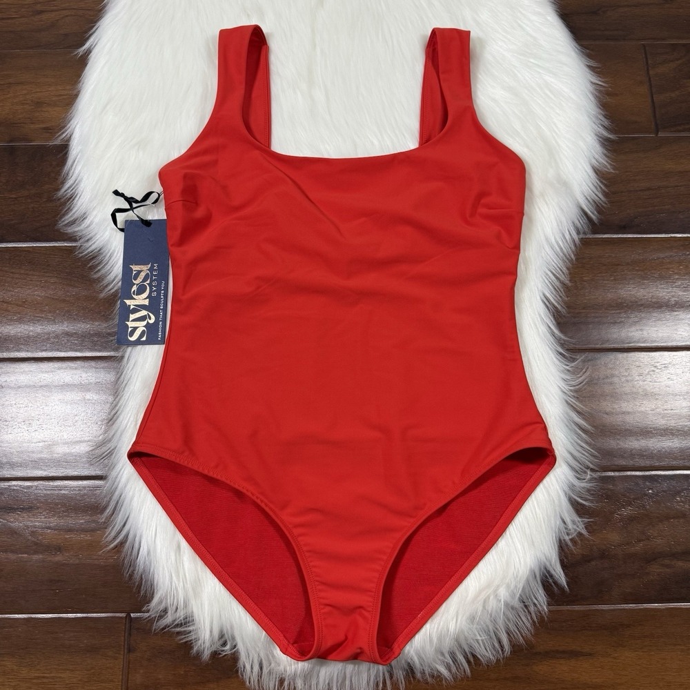 Stylest Women's Size Large Hot Pepper Square Neck Dreamsculpt One Piece Swimsuit